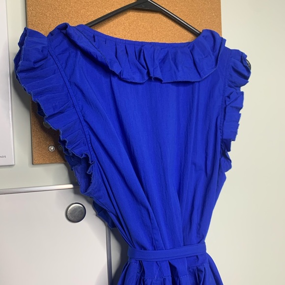 Aqua Flutter Sleeve Wrap Dress - Picture 3 of 5